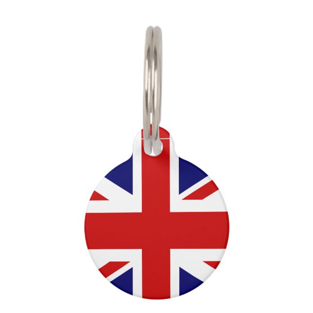 英国連邦ジャック国旗のペットラベル（犬または猫） ペット　ネームタグ (正面)