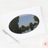 英国運河の景色 楕円形シール (封筒)