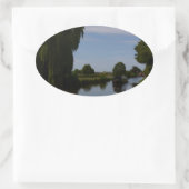 英国運河の景色 楕円形シール (バッグ)