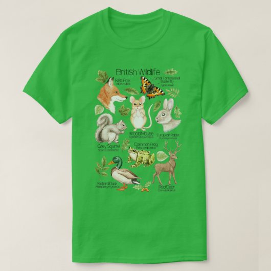 英国野生生物 Tシャツ (デザイン正面)