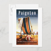 英国鉄道ビーチ椅子とボールポスター ポストカード (正面/裏面)