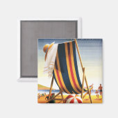 英国鉄道ビーチ椅子とボールポスター マグネット (正面/裏面)