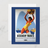 英国鉄道女子ビーチボールのポスター ポストカード (正面/裏面)