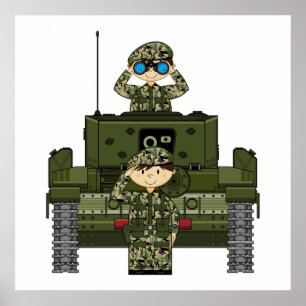 英国陸軍兵士と戦車のポスター ポスター