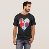 英国韓国国旗のハート Tシャツ (正面フル)