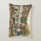 英国風の古建築とフォーマルガーデン付きのイングリッシュカントリーコテージ アクセントクッション (裏面(縦))