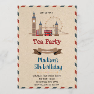 英国風の農村をテーマにした誕生日パーティー 招待状