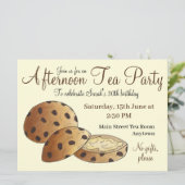 英国風ケーキとアフタヌーンティーパーティーのシャワーの招待状 イラストケーキ 招待状 (スタンド正面)