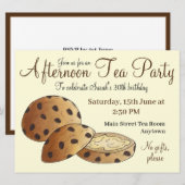 英国風ケーキとアフタヌーンティー パーティーシャワーの招待状 イギリスのお茶のケーキ 招待状 (正面/裏面)