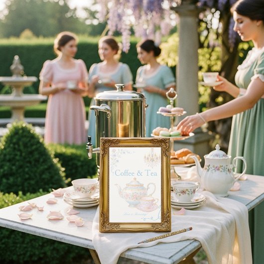 英国風優雅なリージェンシー時代のコーヒーと紅茶 愛が沸騰中サイン 招待状
