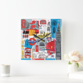 英国·ロンドン スクエア壁時計 (ホーム)