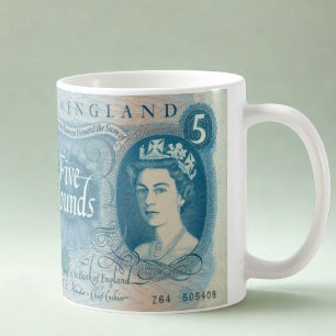 英国 1966年 £5 紙幣 マグカップ - エリザベス2世女王