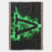 英字V緑の大文字 スローブランケット (正面縦)
