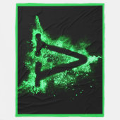 英字V緑の大文字 フリースブランケット (正面)