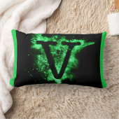 英字V緑の大文字 ランバークッション (ブランケット)