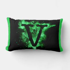 英字V緑の大文字 ランバークッション