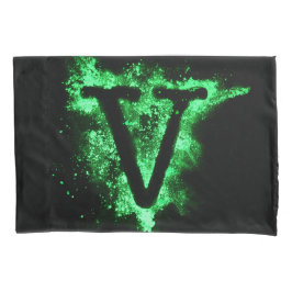 英字V緑の大文字 枕カバー