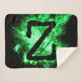 英字Z緑の大文字アルファベット シェルパブランケット
