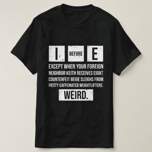 英文法のおもしろい例外を除く Tシャツ (デザイン正面)