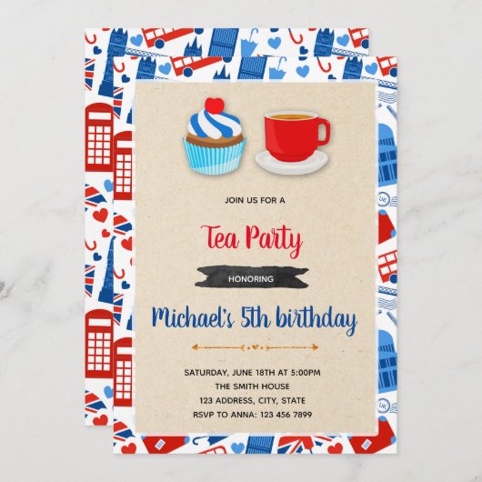 英最高の国パーティの招待状 招待状 (正面/裏面)