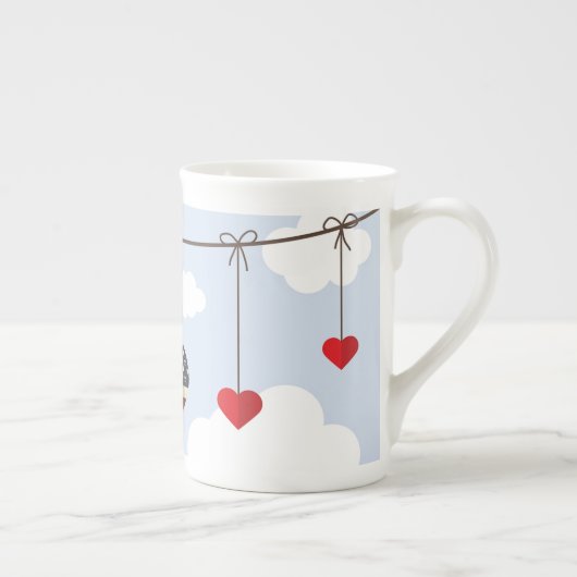 英王室の国結婚とアメリカ国旗のハート ボーンチャイナマグカップ (右)