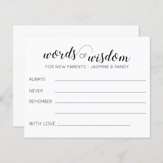 英知の言葉と新しい親アドバイス赤ちゃんシャワー (正面/裏面)