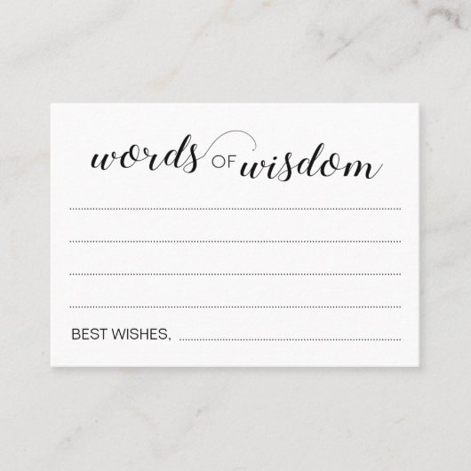 英知の言葉エレガントな結婚式のアドバイスカード 名刺 (正面)