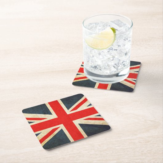 英統一された国ヴィンテージグランジ国旗 スクエアペーパーコースター (インサイチュ)
