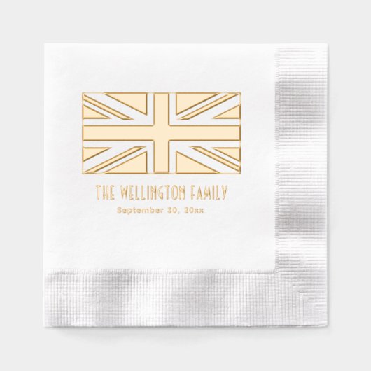 英統一された国国旗のユニオンのジャック名の日付 箔ナプキン (正面)