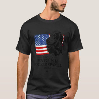 英誇りを持った語コッカースパニエル犬ママアメリカンフラッグパット Tシャツ