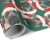 英語おもしろいマスティフのクリスマスパターン ラッピングペーパー (ロールコーナー)