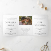 英語とスペイン語のバイリンガル結婚式 三つ折り招待状 (内部)