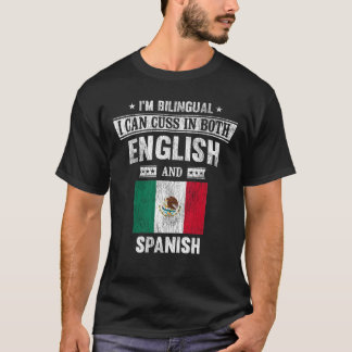英語とメキシコ国旗スペインののおもしろい両方でCuss Tシャツ