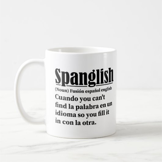 英語のおもしろいスパングスペインの定義 コーヒーマグカップ (左)