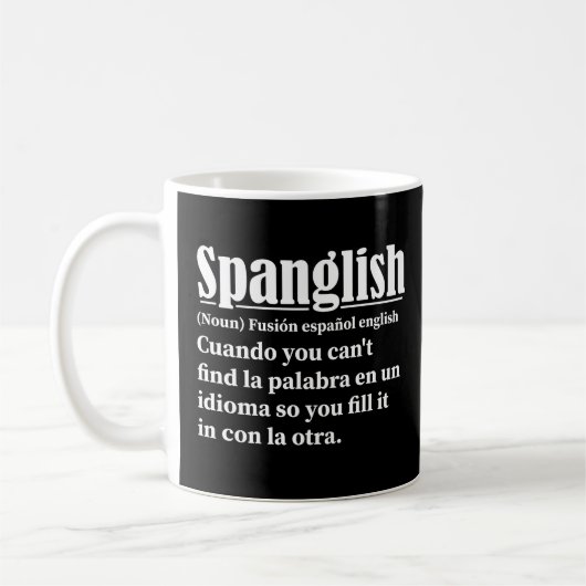 英語のおもしろいスパングスペインの定義 コーヒーマグカップ (左)
