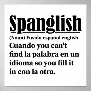 英語のおもしろいスパングスペインの定義 ポスター
