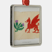 英語のイラストレーションは、スコットランドのアザミ上がりました、 メタルオーナメント (右)