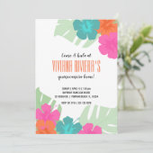 英語のキンセアニェラ トロピカル ルアウ 明るい花 招待状 (スタンド正面)