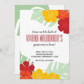 英語のキンセアニエラトロピカルルアウクラシックフラワ 招待状 (正面/裏面)