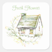 英語のコテージで自家製の製品にステッカー スクエアシール (正面)