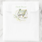 英語のコテージで自家製の製品にステッカー スクエアシール (バッグ)