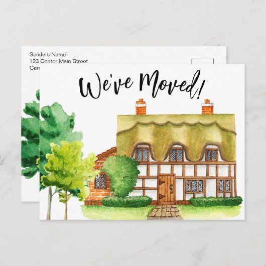 英語のコテージ引越し案内はがき ポストカード (正面/裏面)