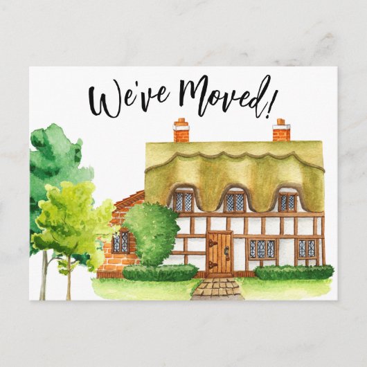 英語のコテージ引越し案内はがき ポストカード (正面)
