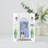 英語のスプリンガースパニエル犬移動アナウンス  ポストカード (スタンド正面)