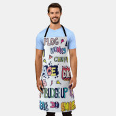 英語のスラング語、ドードルレタリング エプロン (着用した状態)