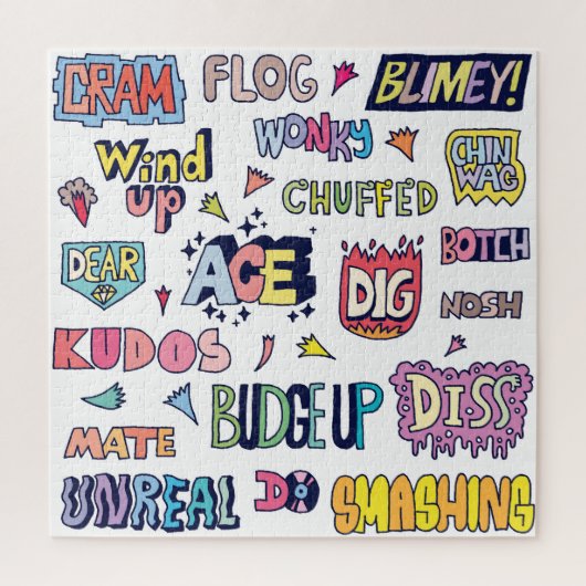 英語のスラング語、ドードルレタリング ジグソーパズル (縦)