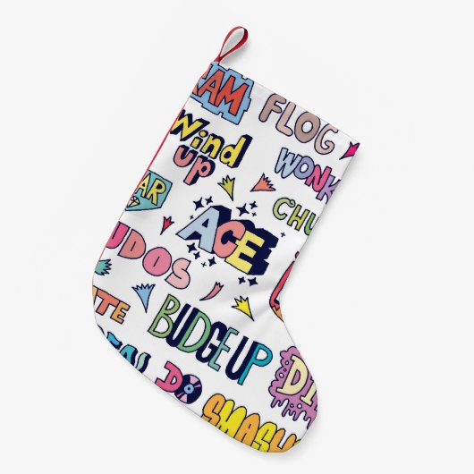 英語のスラング語、ドードルレタリング スモールクリスマスストッキング (正面 (吊り時))