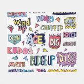 英語のスラング語、ドードルレタリング フリースブランケット (正面(横))