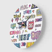 英語のスラング語、ドードルレタリング ラージ壁時計 (傾斜)