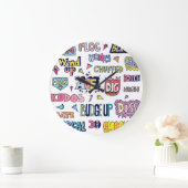 英語のスラング語、ドードルレタリング ラージ壁時計 (ホーム)